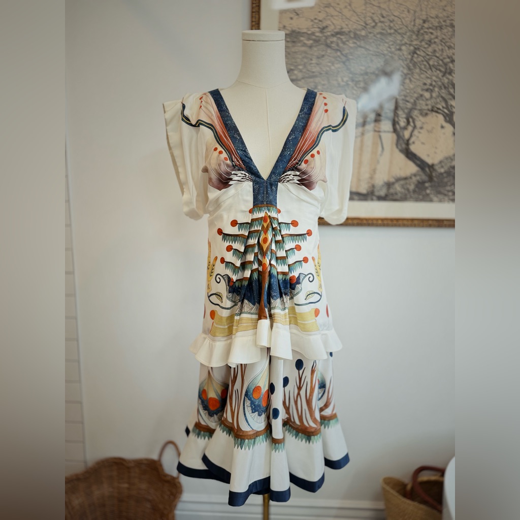 Chloe Spring Summer 2018 Painted Silk Dress